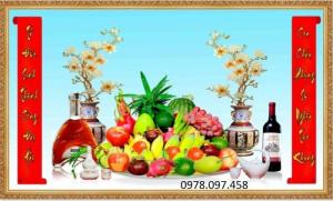 Tranh 3D - tranh gạch phòng thờ gia tiên