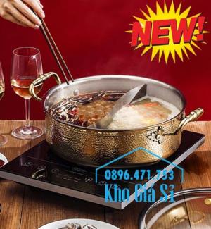Nồi lẩu inox 304 2 ngăn - Nồi lẩu inox 2 ngăn mạ vàng cao cấp tại HCM - 6