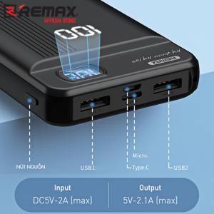 Pin Sạc Dự Phòng Remax RPP 106, Màn Hình LCD, Dung Lượng 20.000mAh
