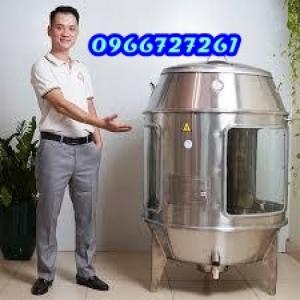Lò nướng gà vịt kính, Lu quay gà vịt phi 80 15 móc,15 xiên, 1 bếp than
