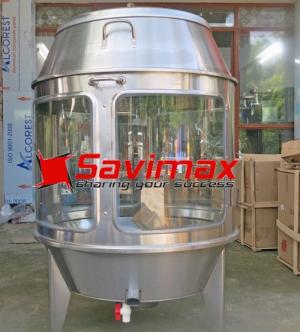 Lò nướng gà vịt kính, Lu quay gà vịt phi 80 15 móc,15 xiên, 1 bếp than