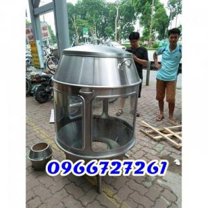 Lò nướng gà vịt kính, Lu quay gà vịt phi 80 15 móc,15 xiên, 1 bếp than