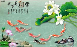 Tranh cá chép hóa rồng - gạch tranh 3d