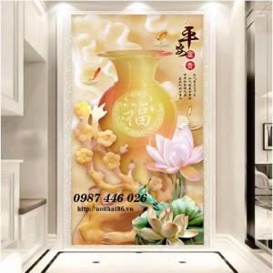 Bộ tranh gạch bình hoa dựng vách sang trọng ấn tượng