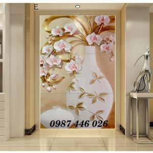 Bộ tranh gạch bình hoa dựng vách sang trọng ấn tượng