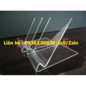 Cung cấp kệ trưng bày điện thoại chất liệu mica trong, giá đỡ điện thoại