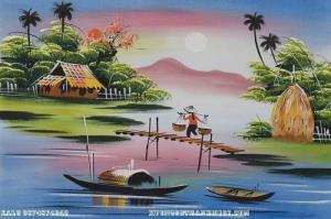 Tranh gạch men3D phong cảnh quê hương