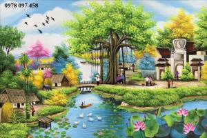 Tranh gạch men3D phong cảnh quê hương