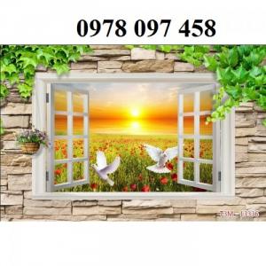 Tranh 3D - tranh gạch men cửa sổ