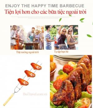 Xiên nướng inox 8 món cao cấp chữ U dài 35cm tiện lợi đa năng (có túi đựng)