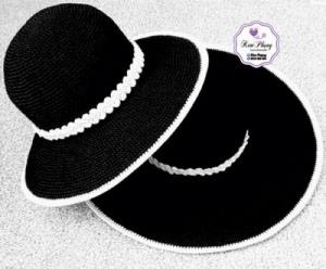Mũ Rộng Vành Màu Đen Handmade Thời Trang Cho Mẹ Và Bé - Mũ Rộng Vành Màu Đen