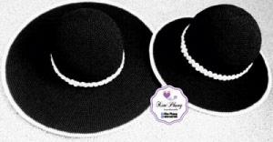 Mũ Rộng Vành Màu Đen Handmade Thời Trang Cho Mẹ Và Bé - Mũ Rộng Vành Màu Đen