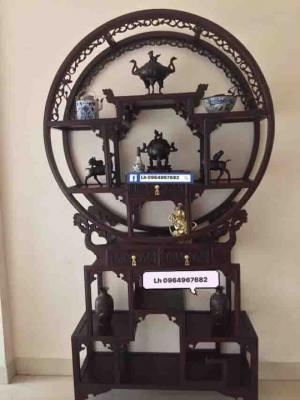 Tủ bình phong gỗ hương bày đồ tứ diện sang trọng đẹp mắt