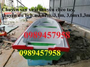 Thuyền nhựa chèo tay 3m, thuyền có gắn động cơ