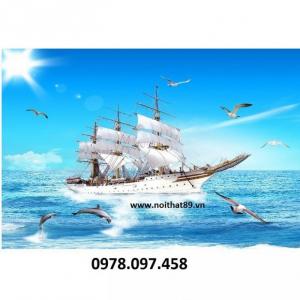 Tranh thuyền buồm căng gió - tranh gạch