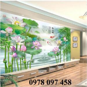 Tranh hoa sen - tranh gạch