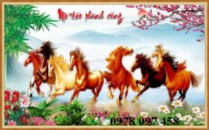 Tranh bát mã - tranh gạch 3D