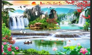 Tranh dán tường - tranh gạch phong cảnh 3D