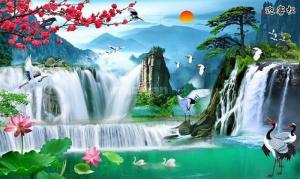 Gạch tranh 3d cảnh sông núi - SN67