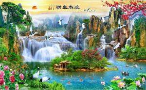 Gạch tranh 3d cảnh sông núi - SN67