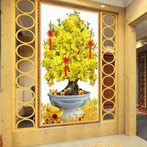 Tranh 3d cây mai - gạch tranh cây mai 3d - DK64