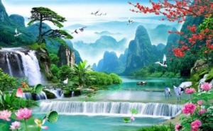 Mẫu tranh dán tường 3d cảnh thiên nhiên - DK89