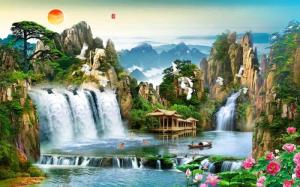 Mẫu tranh dán tường 3d cảnh thiên nhiên - DK89