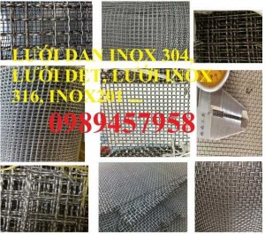 Lưới Inox đan ô 3x3, 5x5, 10x10, 12x12, 20x20, 30x30, 50x50 INOX 304, Inox 201, Inox 316