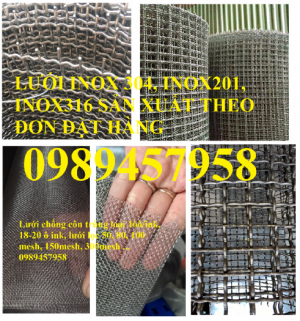 Lưới Inox đan ô 3x3, 5x5, 10x10, 12x12, 20x20, 30x30, 50x50 INOX 304, Inox 201, Inox 316