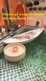 Thuyền gỗ trang trí nhà hàng, Thuyền gỗ bày hải sản, Thuyền chụp ảnh
