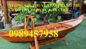 Thuyền gỗ trang trí nhà hàng, Thuyền gỗ bày hải sản, Thuyền chụp ảnh