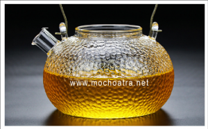 BỘ ẤM TRÀ THỦY TINH VÂN NỔI - QUAI ĐỒNG