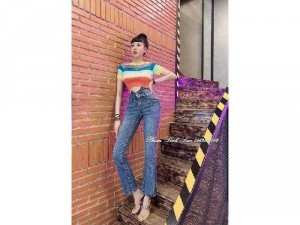 Áo len nữ croptop Quảng Châu sắc màu cầu