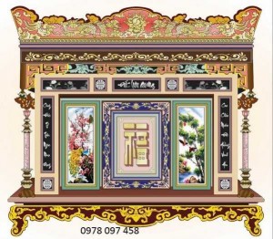 Tranh gạch trang trí phòng thờ gia tiên