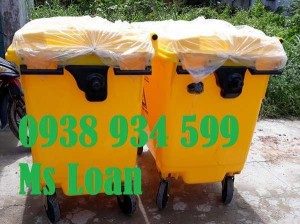 Thùng rác nhựa 660 lít, xe thu gom rác nhựa 660 lít