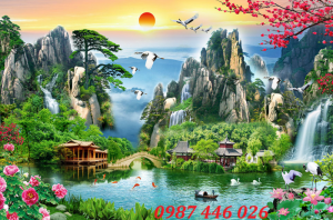 Tranh phong thủy, gạch tranh sưn thủy hữu tình 3d