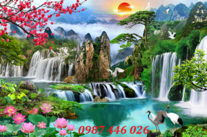 Tranh phong thủy, gạch tranh sưn thủy hữu tình 3d