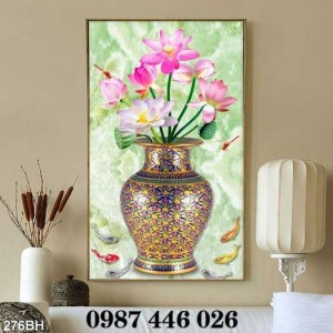 Tranh 3d bình hoa, gạch tranh phòng khách