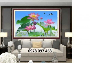 Tranh hoa sen - tranh gạch 3d