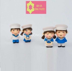 Phụ kiện tiểu cảnh trồng sen đá - Cô cậu bé Hải Quân