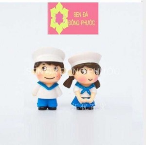 Phụ kiện tiểu cảnh trồng sen đá - Cô cậu bé Hải Quân