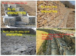Rọ đá mạ kẽm nhúng nóng 2x1x0,3, 2x1x0,5m, Rọ đá bọc nhựa 1x1x0,5, 1x1x1