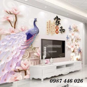 Tranh gạch men chim công Vợ Chồng