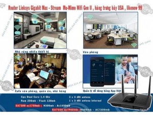 Router Linksys Max-stream mu-mimo wifi gen2 Ea7300 ac1750mb & Ea7500 ac1900mb hàng US likenew99.