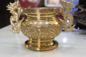Lư quai thờ cúng bằng đồng cao 14cm