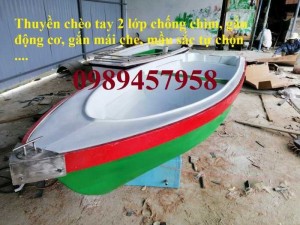 Thuyền nhựa chèo tay 3m, thuyền có mái che, Thuyền du lịch
