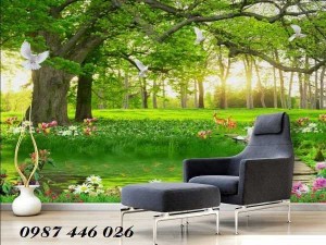 Tranh gạch men cây xanh cổ thụ