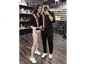 Áo sơ mi nam nữ 2 sọc đứng huy chương TM