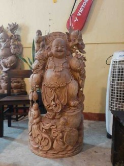 Tượng gỗ DI Lặc vác cành đào _ Mỹ nghệ Âu Lạc