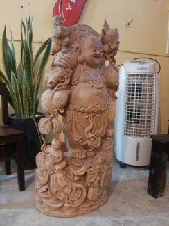 Tượng gỗ DI Lặc vác cành đào _ Mỹ nghệ Âu Lạc